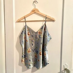 Silky Floral Flowy Sweetheart Cami Tank Top w/ Adjustable Straps Sz. M